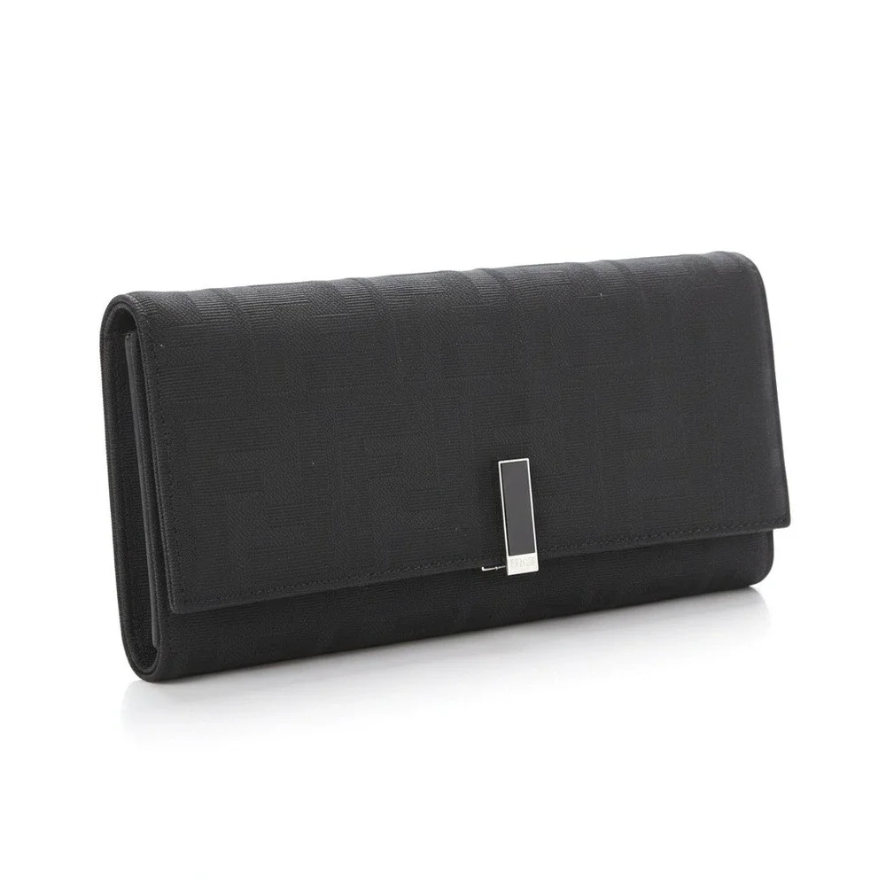 Fendi Black Zucca Canvas Continental Wallet | Box & Dust Bag | Made in Italy